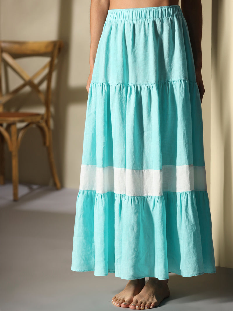 Skirt with two frills in linen