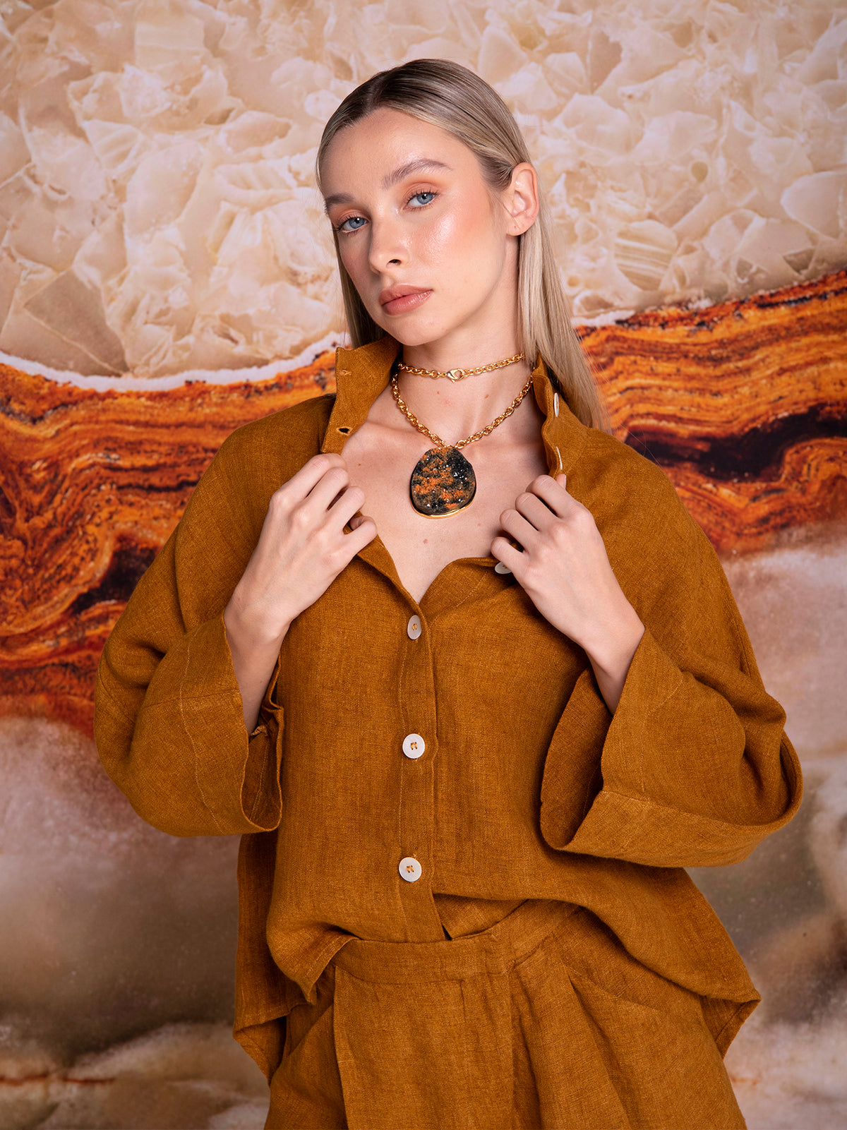 "Crater" necklace with resin charm