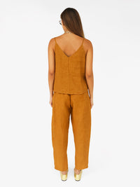Top with straps and V-back in linen