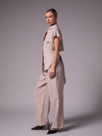 Women's shirt with kimono sleeves in linen