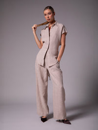 Women's shirt with kimono sleeves in linen