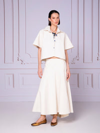 Asymmetrical shirt blouse in linen