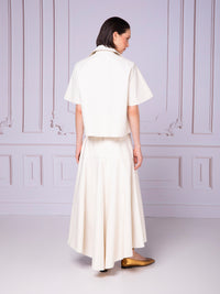 Asymmetrical shirt blouse in linen