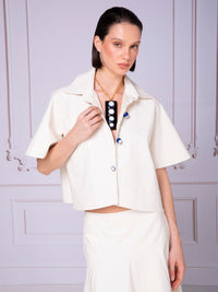 Asymmetrical shirt blouse in linen