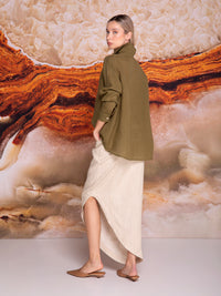 Women's long-sleeve shirt blouse in linen