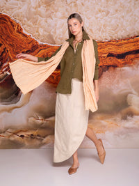 Women's long-sleeve shirt blouse in linen