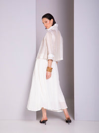 Cropped wide-cross blazer in linen