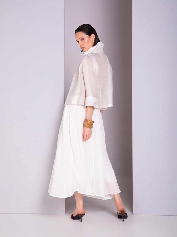 Cropped wide-cross blazer in linen