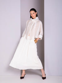 Cropped wide-cross blazer in linen