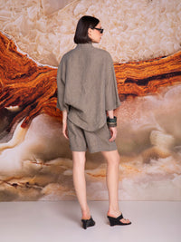 Nehru high-neck blouse in linen