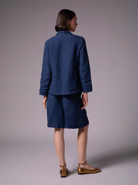 Jacket with lapel and flap pockets in linen