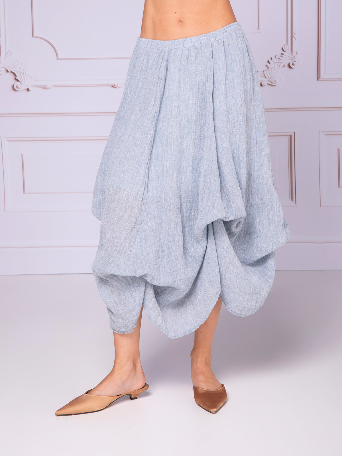 Balloon skirt with drawstrings in linen