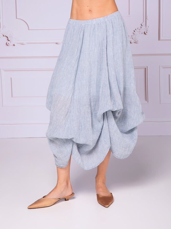Balloon skirt with drawstrings in linen