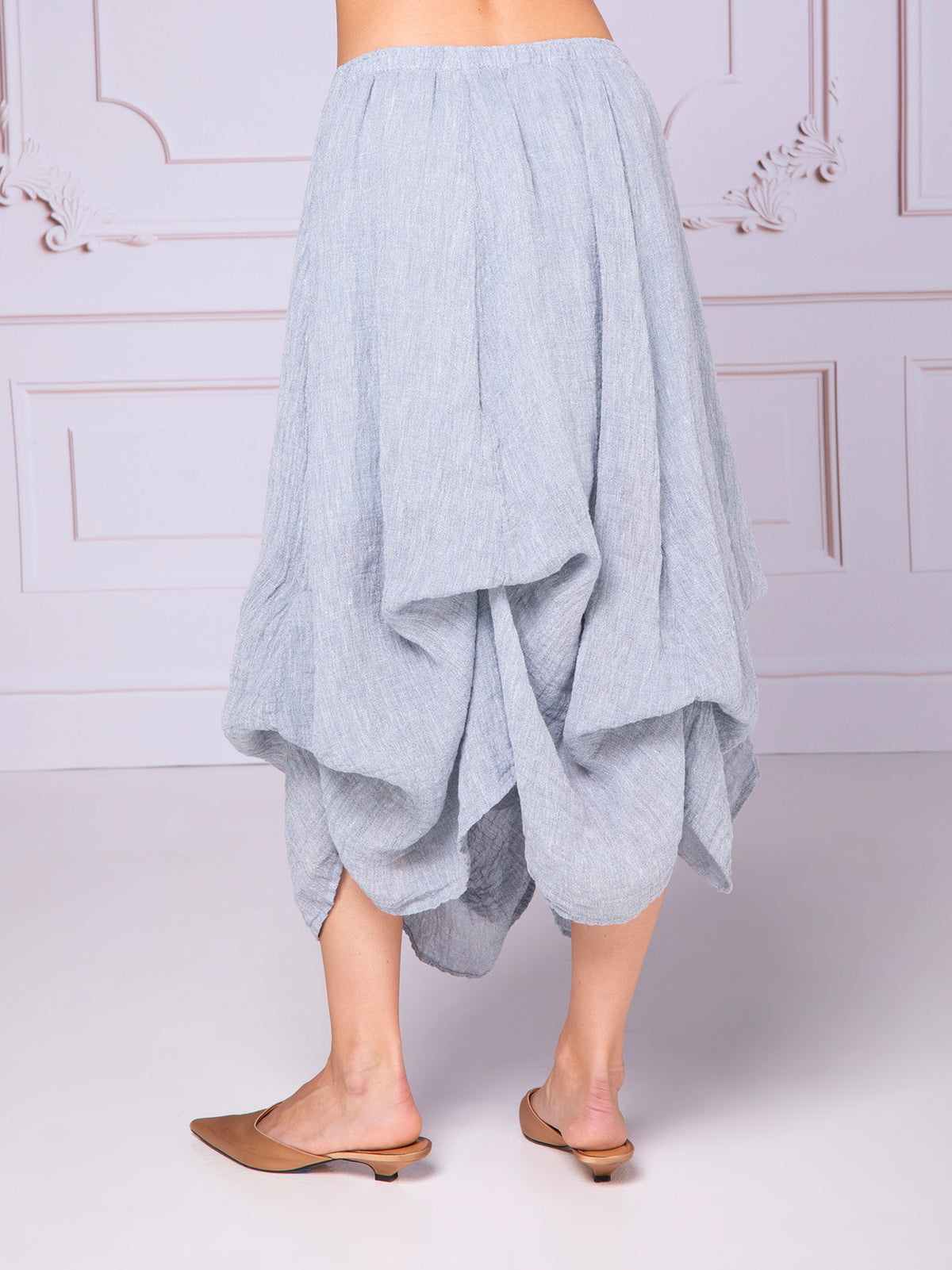 Balloon skirt with drawstrings in linen