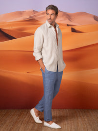 Men's long sleeve shirt in linen