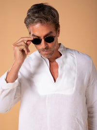 Shirt with double-sided collar in linen