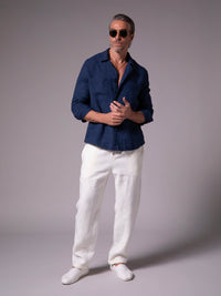 Tailored-sleeve shirt in linen