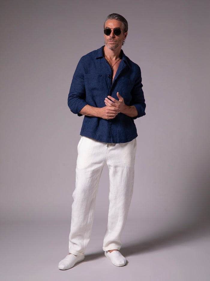 Tailored-sleeve shirt in linen