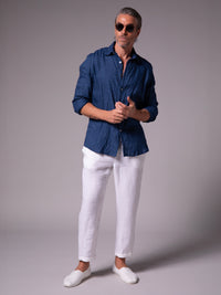 Men's long sleeve shirt in linen