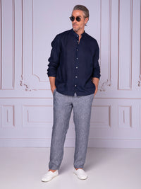 Men's shirt with Nehru collar in linen