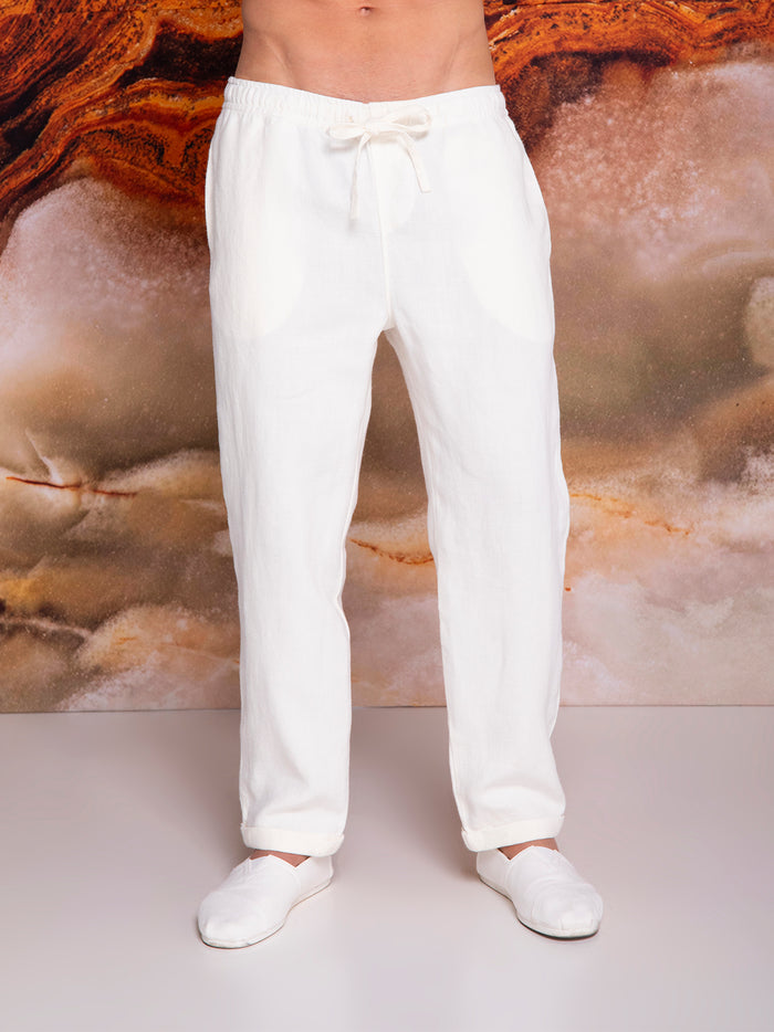 Men's joggers in stonewashed linen