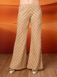 Striped bias cut pants in linen