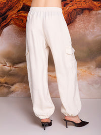 Cargo pants with drawstrings in linen