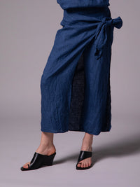 Straight-leg pants with doble sarong in linen
