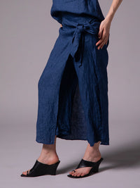 Straight-leg pants with doble sarong in linen