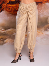 Wrap-style pants with a front knot in linen
