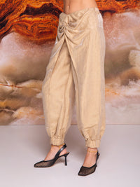Wrap-style pants with a front knot in linen