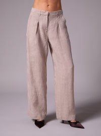 Relaxed-fit pants with front pleats in linen