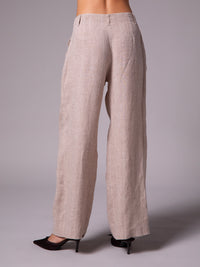 Relaxed-fit pants with front pleats in linen