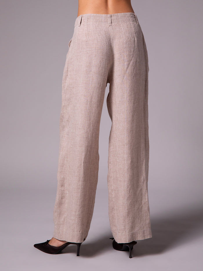 Relaxed-fit pants with front pleats in linen