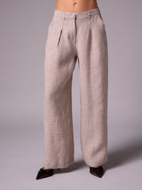 Relaxed-fit pants with front pleats in linen