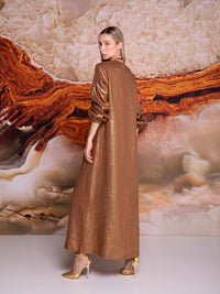 A-line dress with drawstrings in iridescent linen