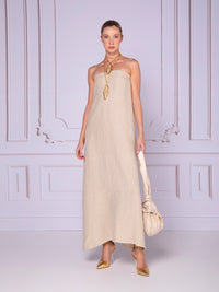 Strapless A-line dress in linen
