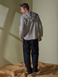 Hooded shirt in linen