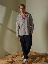 Hooded shirt in linen