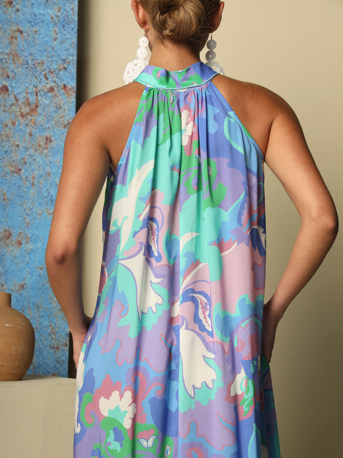 Halter dress in viscose