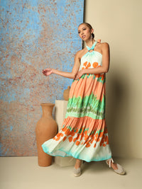 Dress with frill in viscose