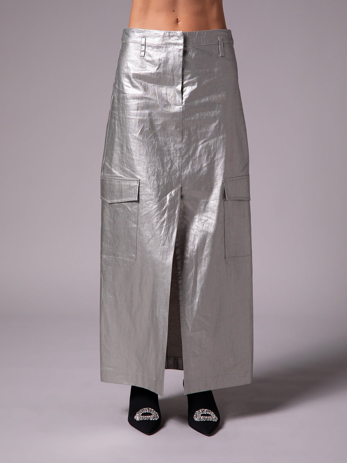 Pencil skirt in metallic linen