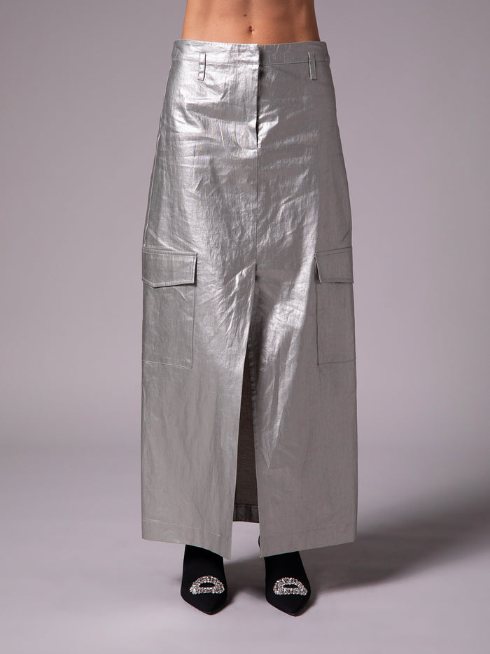 Pencil skirt in metallic linen