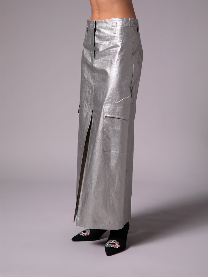 Pencil skirt in metallic linen